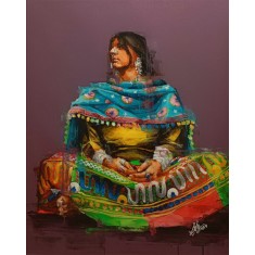 Khalid Khan-Kaay, 28 x 36 Inch, Acrylic on Canvas, Figurative Painting, AC-KHKN-087 Khalid Khan-Kaay, 28 x 36 Inch, Acrylic on Canvas, Figurative Painting, AC-KHKN-087